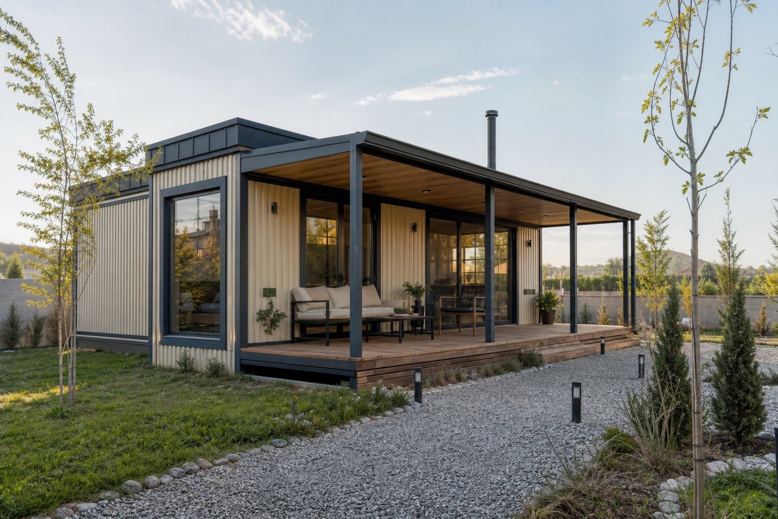 Bahçe ve verandalı konteyner ev