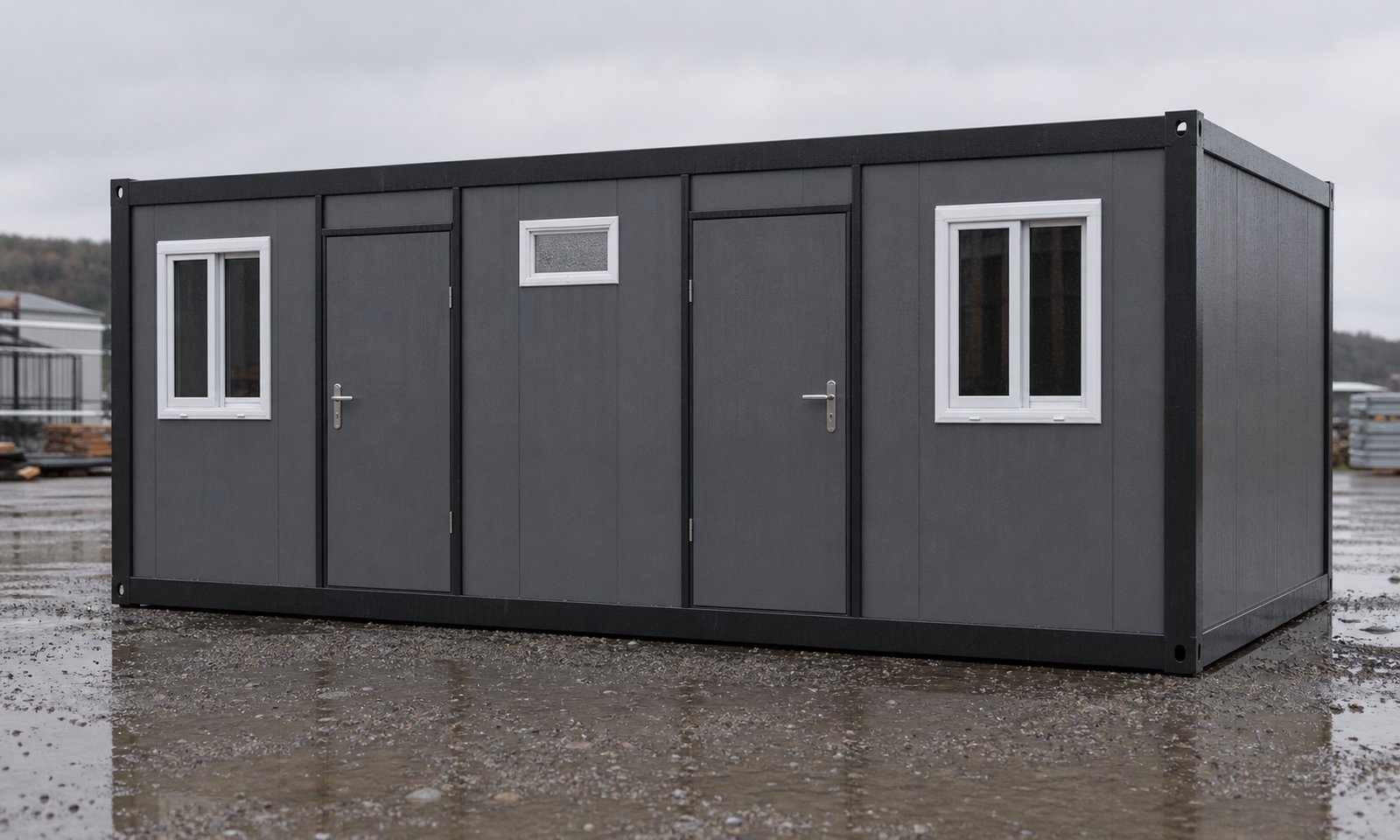 3x7 Şantiye Tipi Çift Giriş 2 Oda Wc Duş Mutfak Konteyner 
